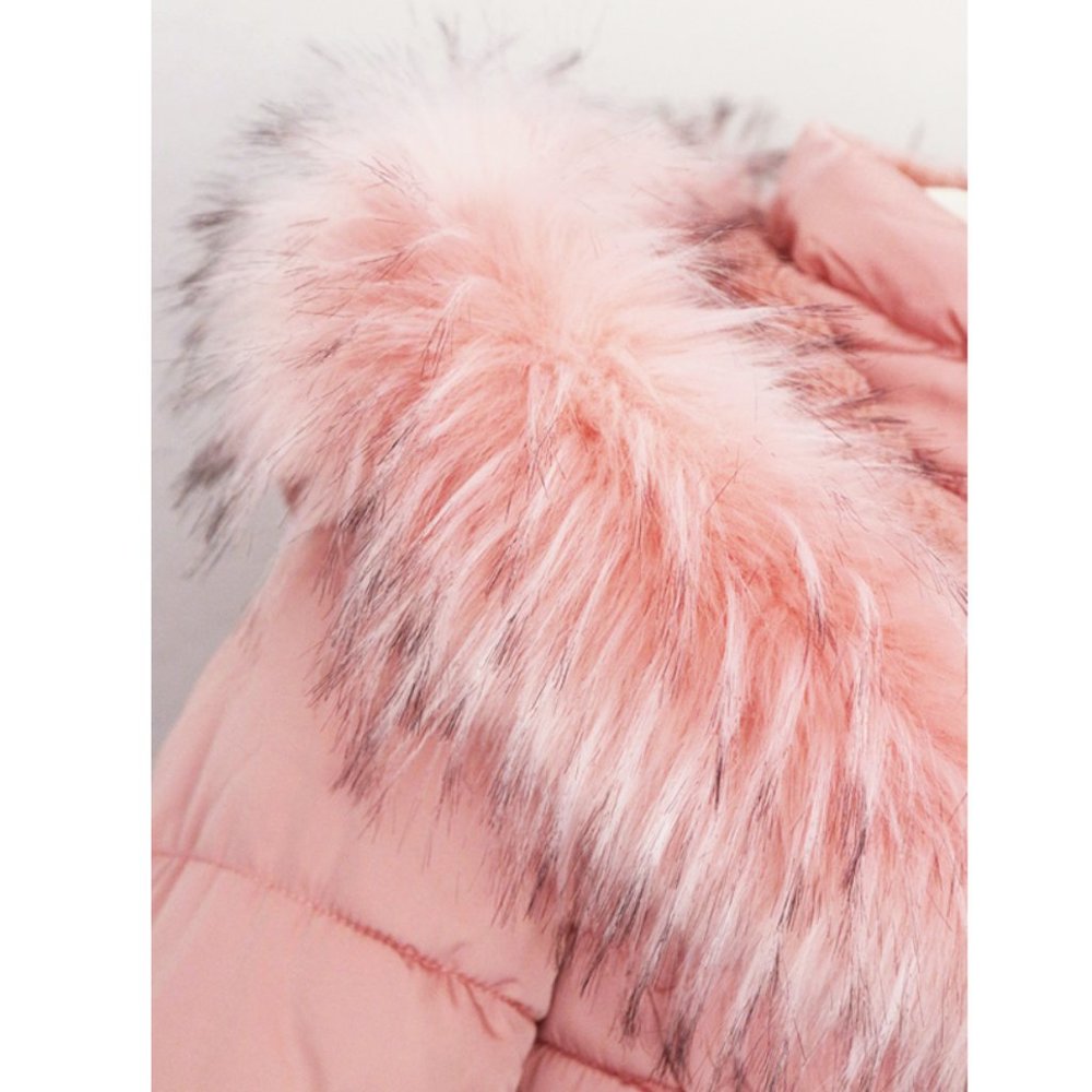 NEW Blush Pink Faux Fur Lined Puffer Coat Jacket - Picture 5 of 14